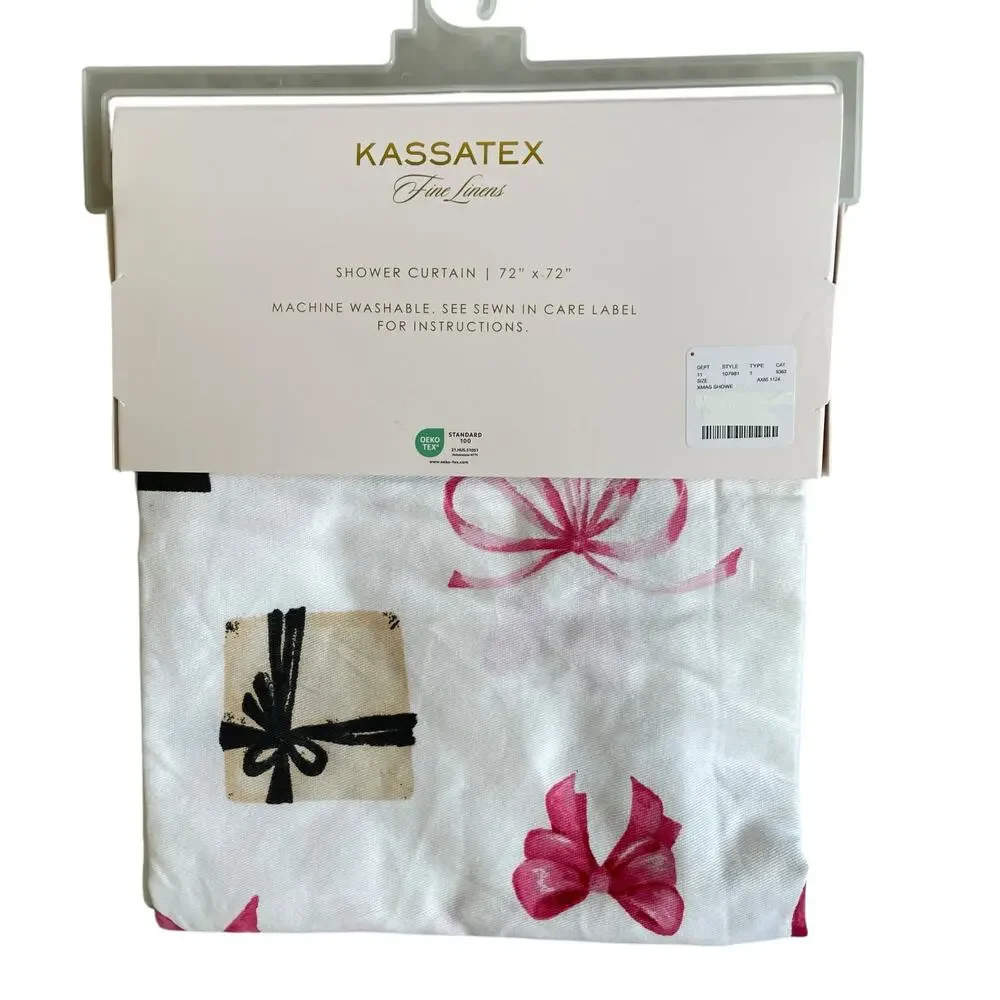 Kassatex Christmas Presents & Bows Holiday Shower Curtain 72x72 New